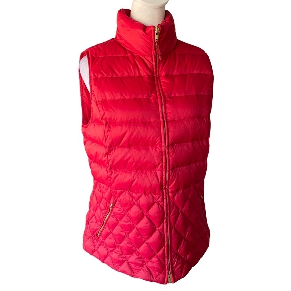 Talbots Cranberry Red Quilted Duck Down Puffer Vest Size Medium